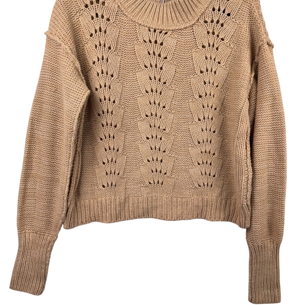 NEW NWT Free People Sweater Bell Song Beige Medium Sandcastle Knit Mock Neck - Picture 4 of 16